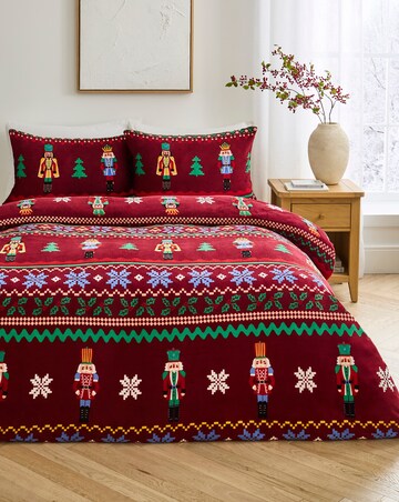 Festive Nutcracker Fairisle Fleece Duvet Cover Set
