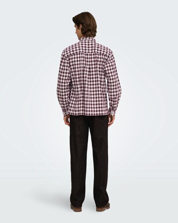 Only & Sons Kosta Long Sleeve Small Check Regular Fit Shirt - Port