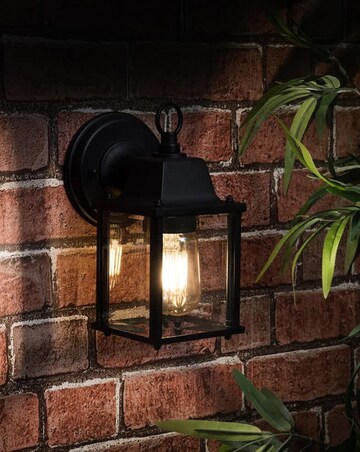 ValueLights Allgreave IP23 Black Outdoor Wall Light Lantern - Bulb Included