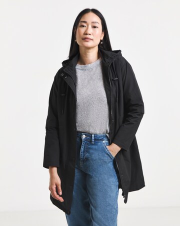 Black Longline Shower Resist Rain Jacket