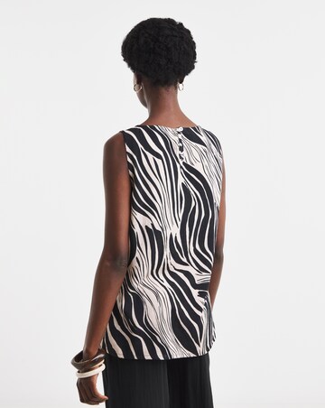 Printed Linen Mix Sleeveless Shell Top