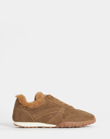 Araminta Suede Fur Trim Retro Trainers - Wide Fit (E)