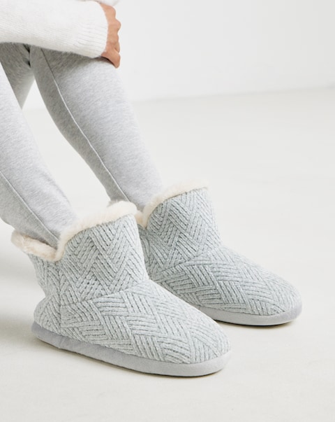 Laurel Knitted Bootie Slippers - Wide Fit (E)