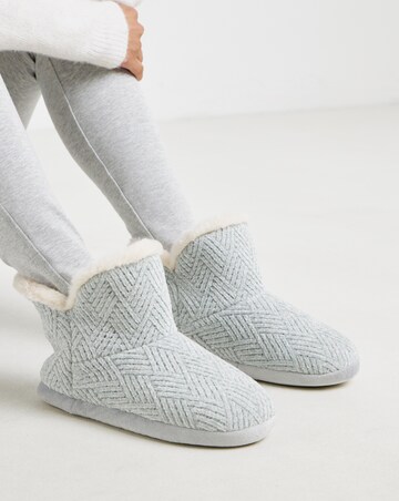 Laurel Knitted Bootie Slippers - Extra Wide Fit (EEE)