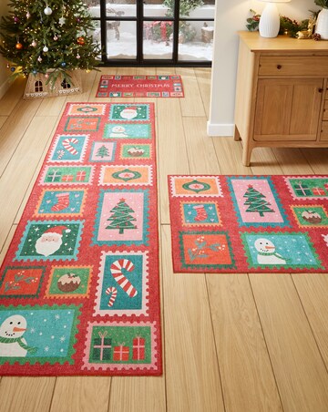 Christmas Stamps Washable Doormat