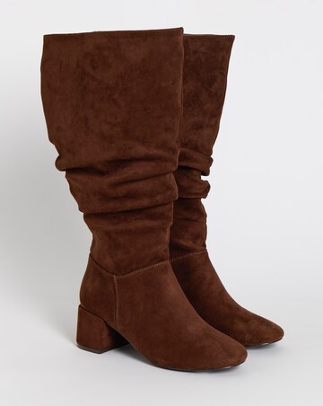 Rosie Heeled Knee High Slouch Boots - Extra Wide Fit (EEE) & Super Curvy Calf