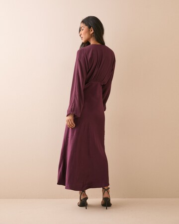 NOBODY'S CHILD LINDA VELVET MIDI DRESS WITH SATIN SKIRT