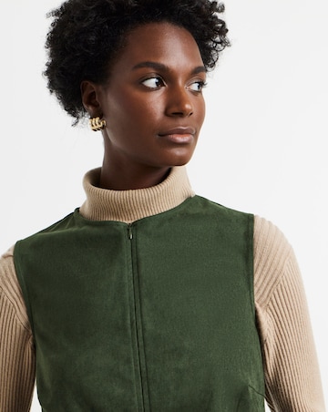 Olive Green Suedette Sleeveless Shift Dress