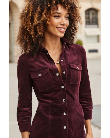 Sosandar Velvet Popper Front Dress
