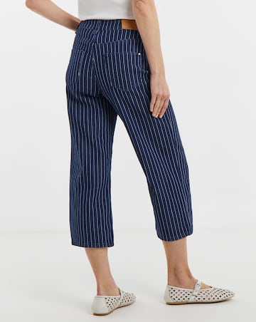 Indigo Stripe Straight Crop Jeans