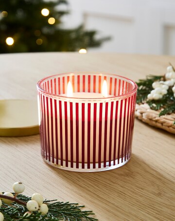 Classic Elegance Orange & Cinnamon Striped Glass Candle