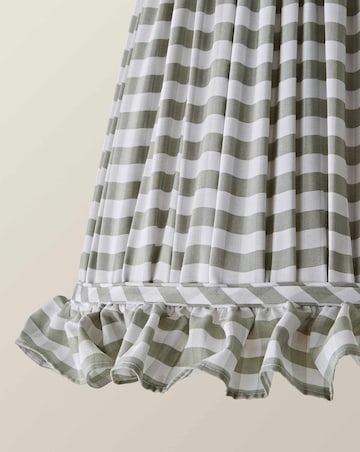 ValueLights Faye Green Check Taper Shade with Ruffle Trim