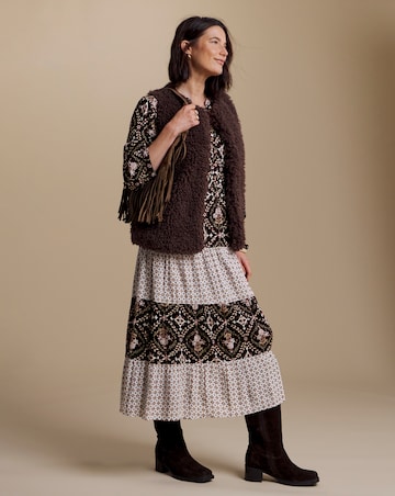 Julipa Mixed Print Tiered Midi Dress