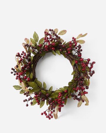 Mixed Berry Red Stem and Leaves Wreath 40cm
