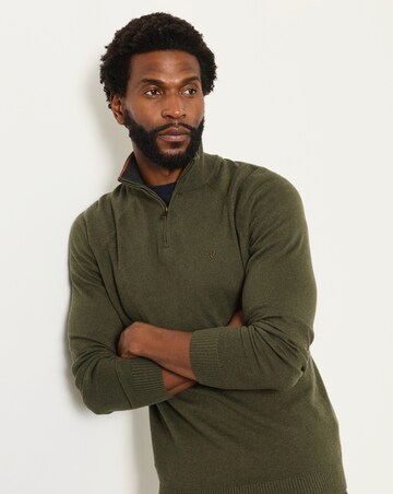FatFace Rye Half Neck - Khaki Green