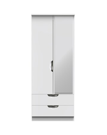 Haydn Ready Assembled 2 Door 2 Drawer Mirrored Wardrobe - Kids
