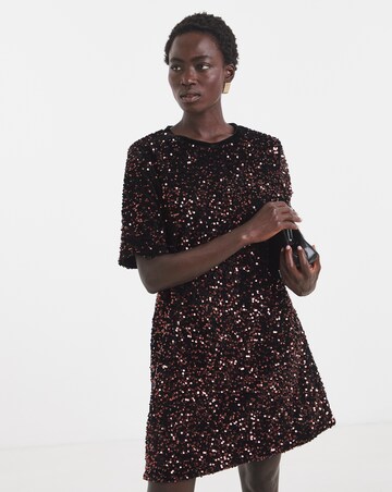 Twisted Wunder Velvet Sequin T-Shirt Mini Dress