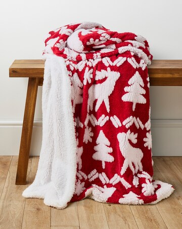 Christmas Reindeer and Trees Throw