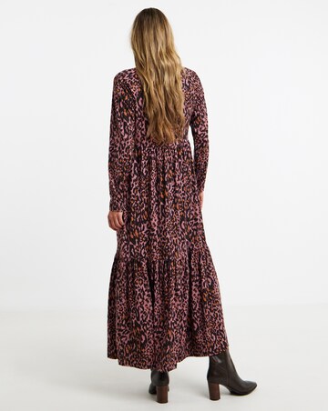 Soft Touch Notch Neck Long Sleeve Midi Dress
