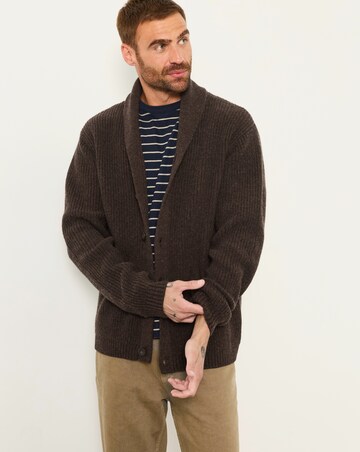 FatFace Ember Shawl Neck Cardigan - Chocolate Brown