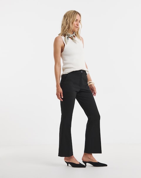 Black Tailored Bootcut Trousers with stretch