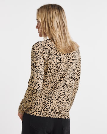 Animal Print Crew Neck Cardigan