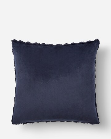 Scallop Faux Fur Cushion - Navy