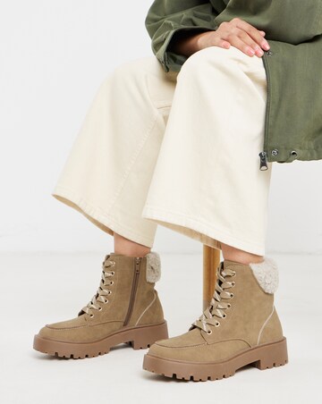 Kerry Lace Up Flat Ankle Boots - Wide Fit (E)