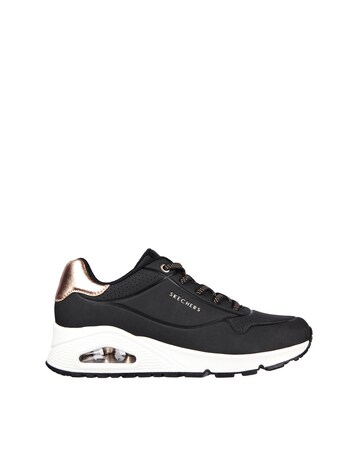 Skechers White Uno Shimmer Away Trainers - Wide Fit (E)