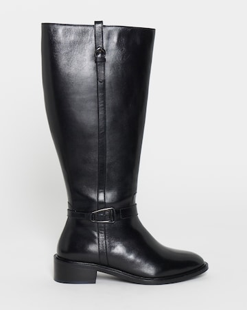 Tori Leather Knee High Buckle Boots - Extra Wide Fit (EEE) & Super Curvy Calf