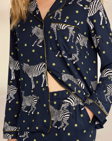 Chelsea Peers Classic Long Sleeve Button Up Zebra Pyjama Set