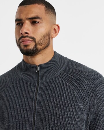 Fisherman Knitted Zip Through Cardigan