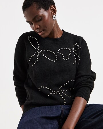 Diamante Bow Long Sleeve Jumper