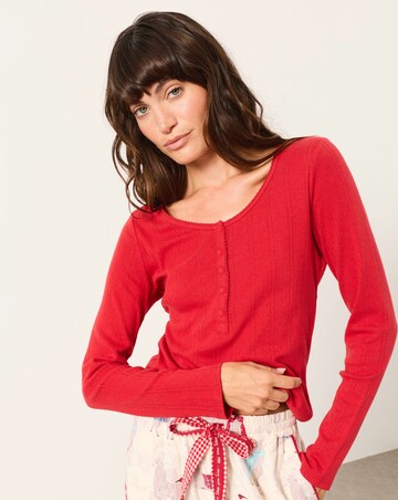 FatFace Hattie Red Henley Pyjama Top