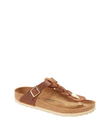 Birkenstock Gizeh Cognac Oiled Leather Braided Sandals - Standard Fit (D)