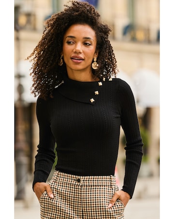 Sosandar Mini Cable Envelope Collar Knit