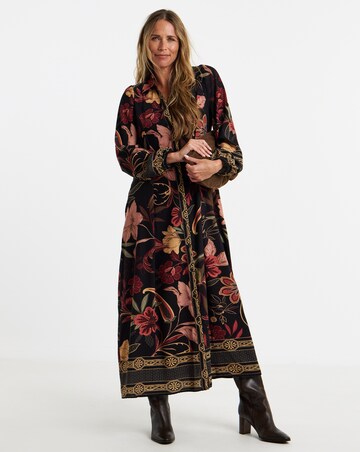 Border Print Care Free Shirt Dress