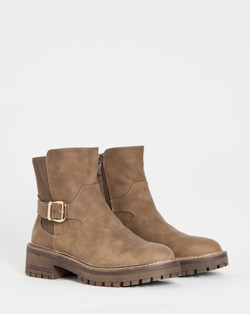 Heavenly Soles Blake Ankle Chelsea Boots with Buckle Detail - Wide Fit (E)
