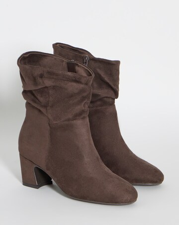 Gabby Soft Ruched Block Heel Ankle Boots - Wide Fit (E)
