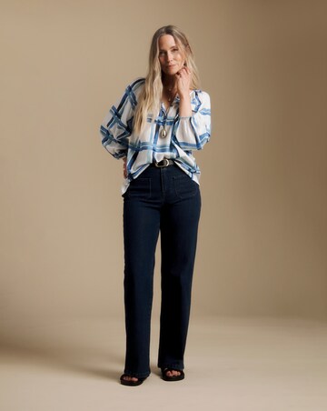 Julipa Check Print Linen Blouse