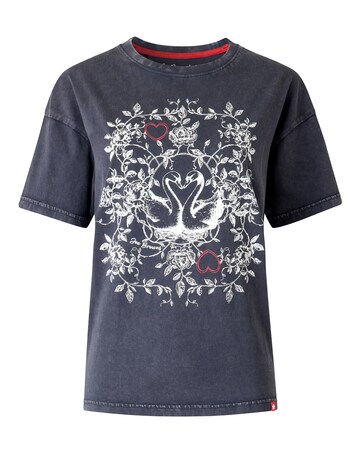 Joe Browns Short Sleeve Acid Wash Swan Graphic T-Shirt
