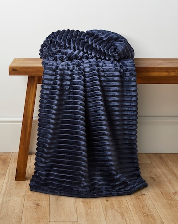 Ribbed Fleece Throw - Navy