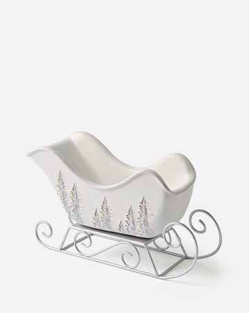 Resin and Metal Silver Sparkle Sleigh Wine Bottle Holder/Ornament - 30cm