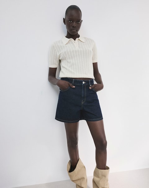 Mango Straight Mid-Rise Denim Shorts