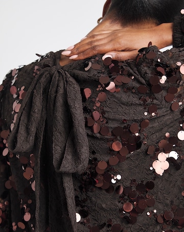 Joanna Hope High Neck Lace Sequin Blouse