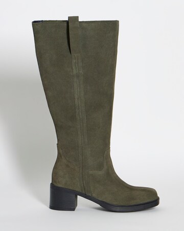 Winnie Suede Low Block Heel Knee High Boots - Wide Fit (E) & Curvy Calf