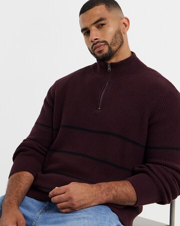 Fisherman Stripe 1/4 Zip Knitted Jumper