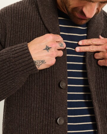 FatFace Ember Shawl Neck Cardigan - Chocolate Brown