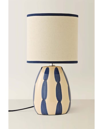 ValueLights Brynn Navy Painted Stripe Table Lamp