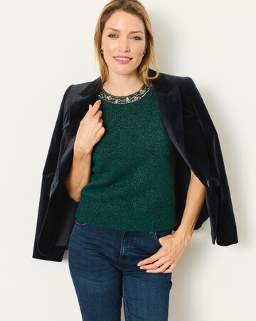 Fatface Emb Collar Knit Top